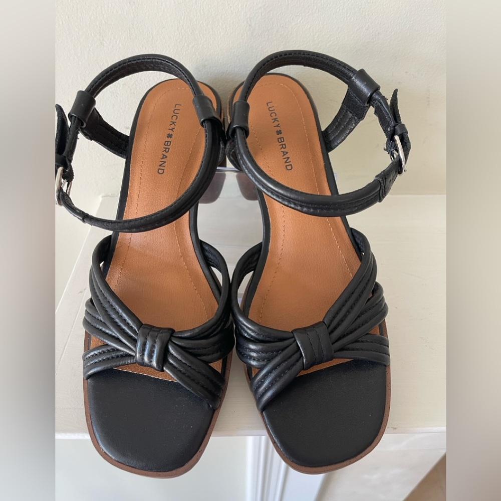 Lucky Brand Women's Jolenne Adjustable Strap Block Heel Black Sandals Size 8.5 - Picture 7 of 14